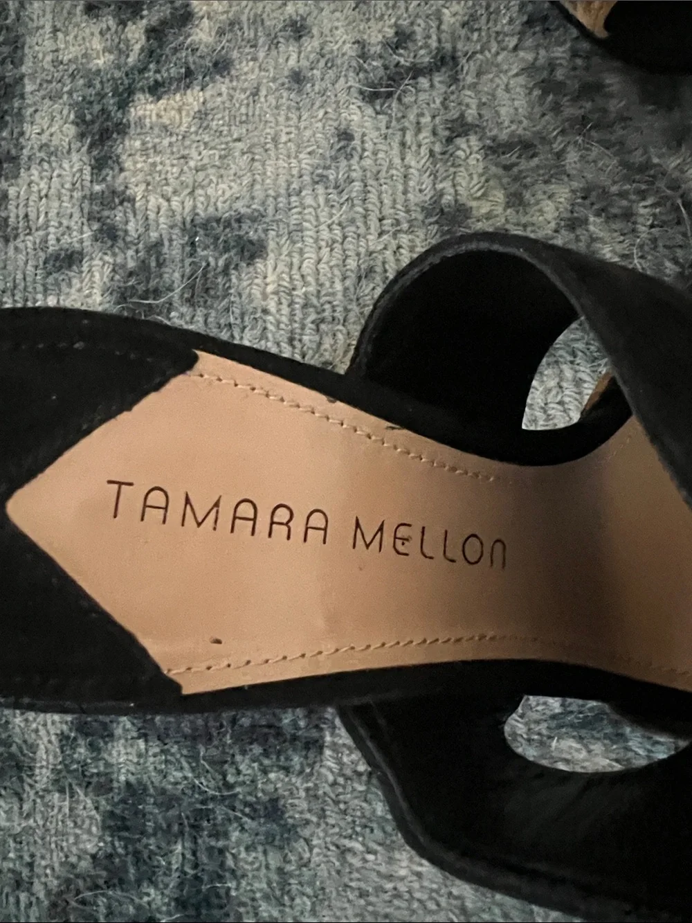 Tamara Mellon Leopard & Black Suede Open-Toe Heels